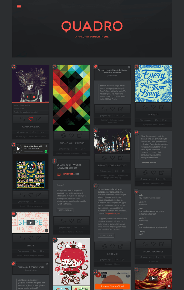 Quadro - Masonry theme for Tumblr.